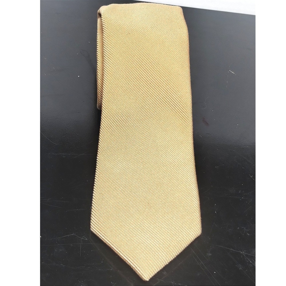 Tommy Hilfiger Mens Tan Khaki‎ Ribbed Textured Silk Necktie Classic 3 Inch Width